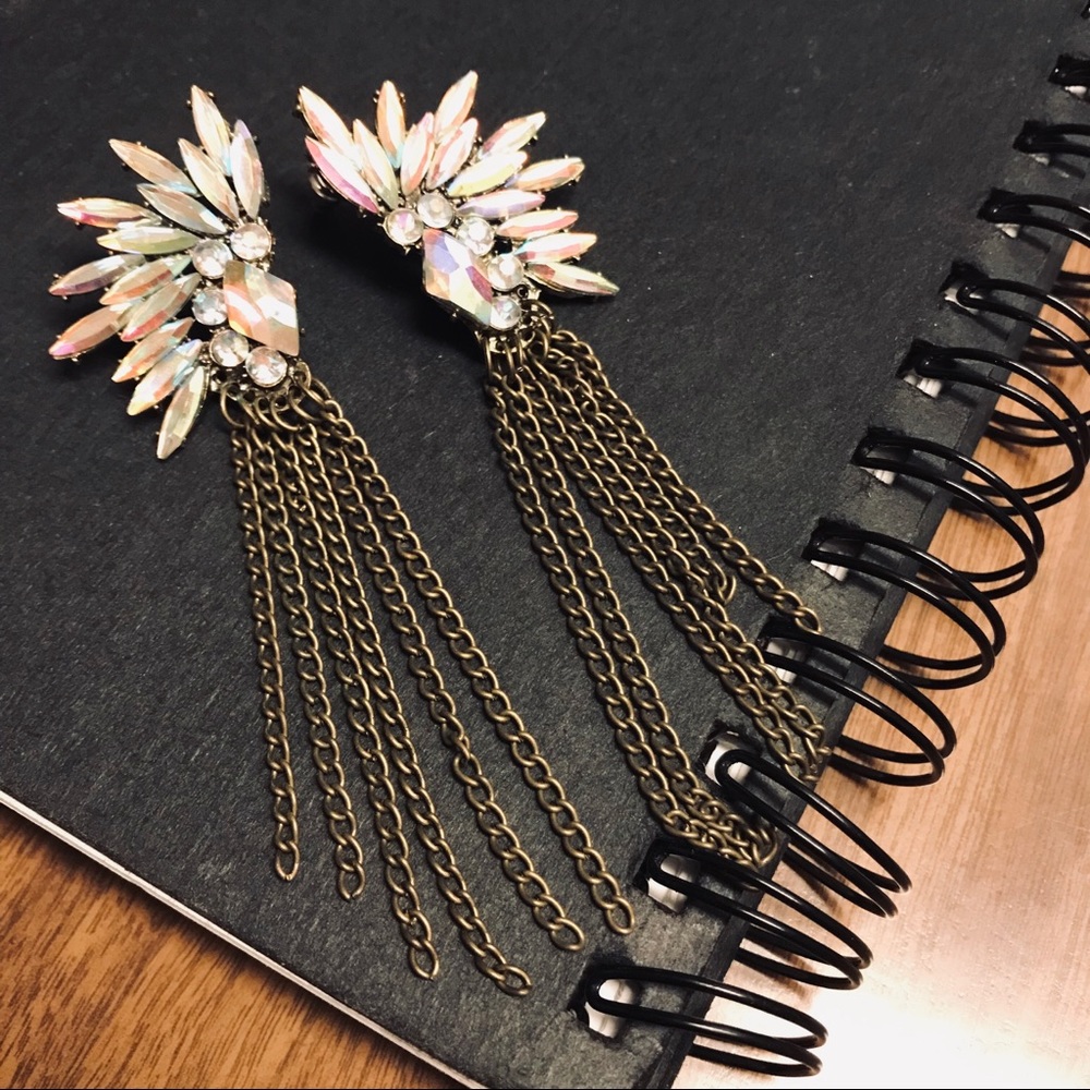 EARRINGS 🍭 Iridescent Candy Colored Crystal Fringe Earrings